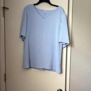 Light Blue V-Neck Women's Top